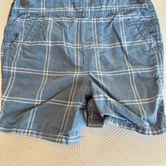 OshKosh B’gosh Blue Plaid Short Overalls 24M - Picture 4 of 10
